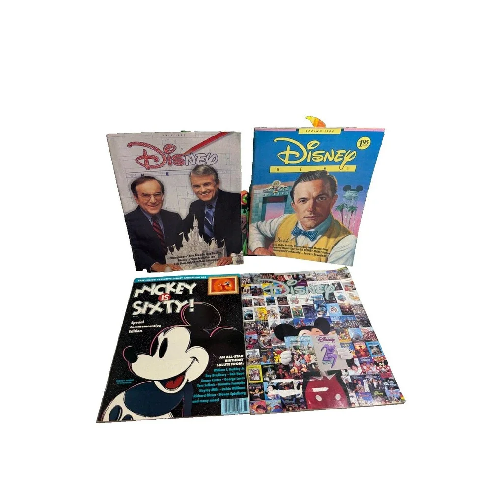 Disney News 80’s  and Mickey is Sixty Special  1988 Magazine Set of 4